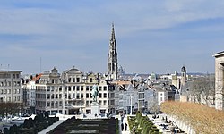 Brussels view from Mont des Arts, Brussels, Belgium (cropped)